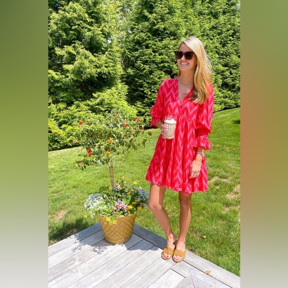 POMANDER PLACE Hot Pink Ikat Kenzo Dress size medium - Picture 3 of 10